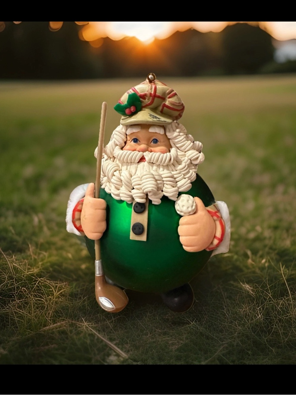 Department 56 Green Golfing Santa Ornament Fun oversized unique